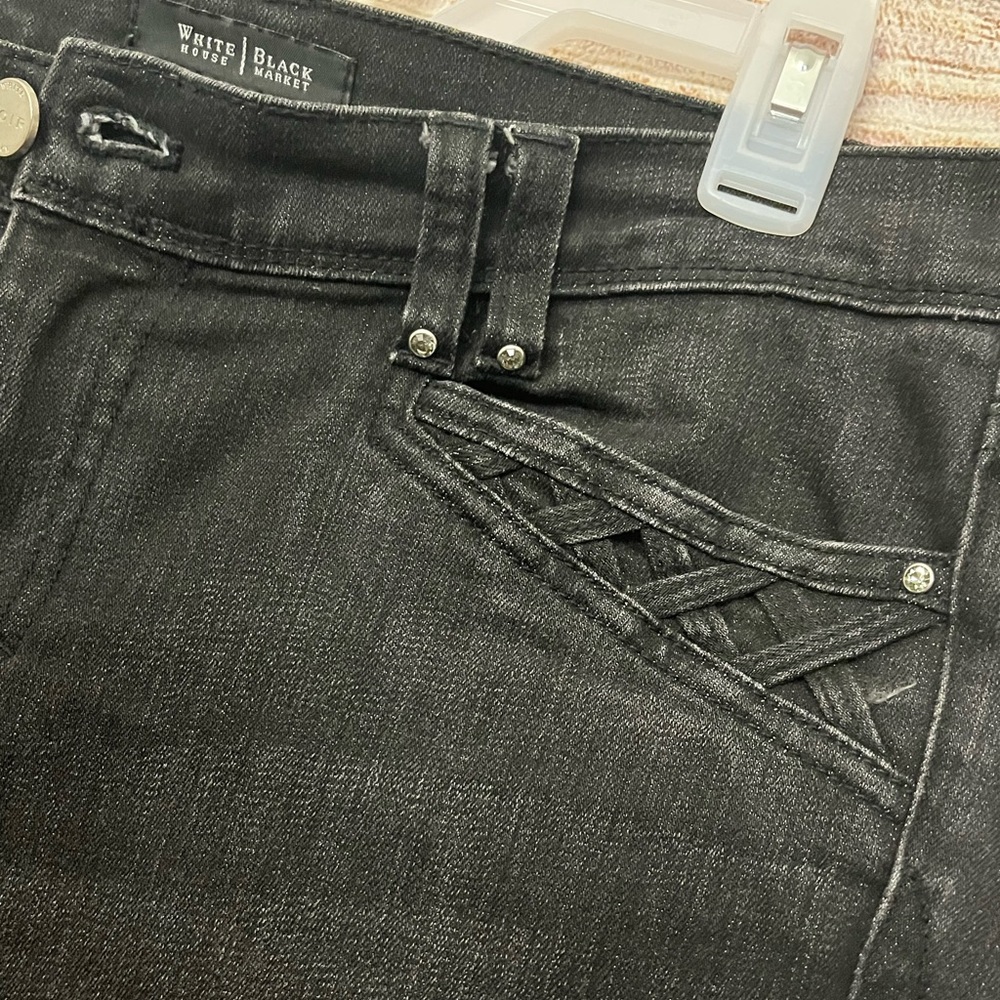 White House Black Market Slim Black Noir Jeans Size 12 - Picture 5 of 14